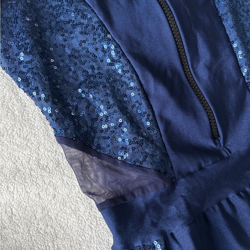 A Wish Come True Midnight Blue Sequin Dance Costume Jumpsuit, Adult Small - Picture 3 of 11